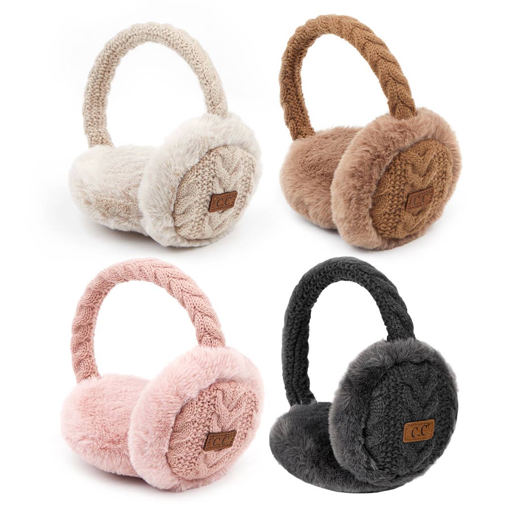Cable Knitted Faux Fur Ear Muffs - Embrace Winter in Style! – H&R Cove
